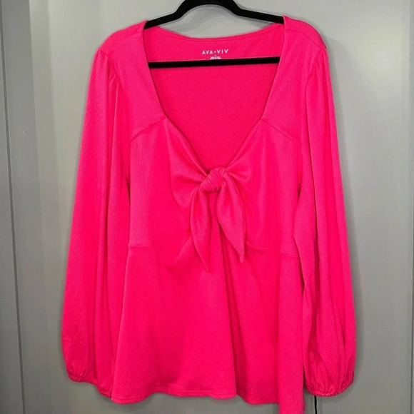 NWT Ava & Viv Long Sleeve Blouse Sweetheart Knit Top Size 4X - Picture 2 of 6